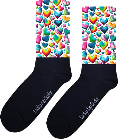 Hartjes - Opkikker - Grappige sokken - Valentijns cadeau - Verjaardagscadeau - Sint cadeau - Leuke sokken - Tie dey - Vrolijke sokken - Cadeautje - Grappig cadeau - Kerst Sokken - Vaderdag - Moederdag - Kerstcadeau - Sokken maken Happy - Maat 37-44