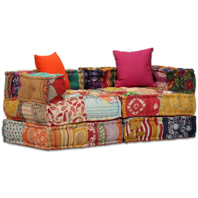vidaXL - Poef - tweezits - modulair - stof - patchwork