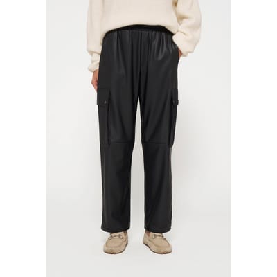 10DAYS Leatherlook Cargo Pants Black Größe: XS | Stoffhosen Outlet | Damen | Schwarz