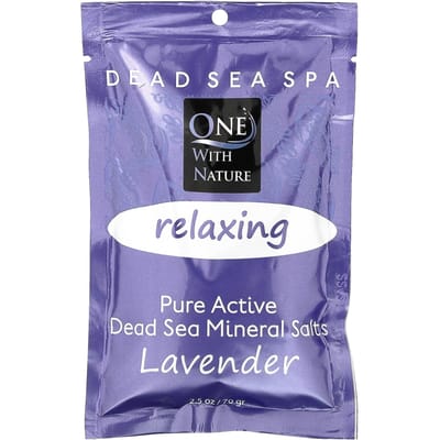 One with Nature, Dead Sea Spa, Mineral Salt, Relaxing, Lavender, 70g (2.5oz) gray