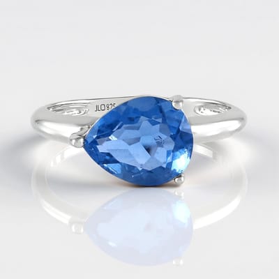 Cavill - Zilveren Ring - 925 Sterling Zilver Geplatineerd - 2,717 ct Kleurwissel Fluoriet - Druppelvorm Trilliant - Luxe Statement Ring