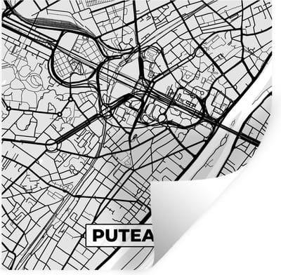Muurstickers - Sticker Folie - Puteaux - Frankrijk - Plattegrond - Kaart - Stadskaart - 100x100 cm - Plakfolie - Muurstickers Kinderkamer - Zelfklevend Behang XXL - Zelfklevend behangpapier - Stickerfolie