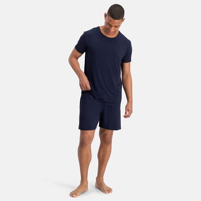 Bamboo Basics Pyjama Korte Broek Heren Nolan - Navy Pyjamaset - Maat XXL - Pyjama Set Heren Volwassenen - Pyjama Bamboe