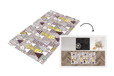 Keukenloper - Loper keuken - Patronen - Huis - Skyline - 120x60 cm - Keukenloper vinyl