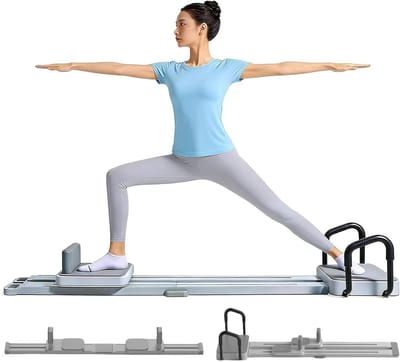 Pilates Board Ski - Reformer Trainer - Thuis Workouts - Opvouwbaar Ontwerp - 174 x 55 cm - Meerkleurig