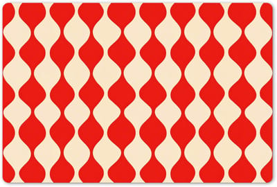 Placemats 45x30 cm - Placemat kunststof - 1 stuk - Golvend patroon - Retro - Rood - Beige - Borden onderleggers - Decoratie voor op tafel - Keuken tafeldecoratie accessoires - Vinyl onderlegger - Tafelversiering