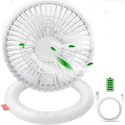 Tafelventilator Draadloos - Opvouwbaar-7 Uur - Mini Aircooler - Stille Ventilator - USB Fan - Vakantie - Wit