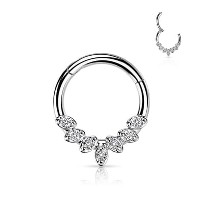 Piercing PVD high quility facing 7leafs 1.2x10 - zilver - LMPiercings