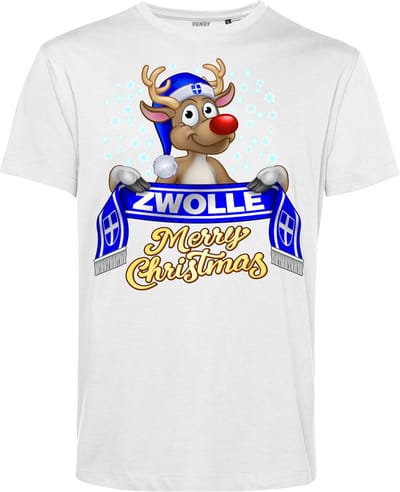 T-shirt Zwolle | Foute Kersttrui Dames Heren | Kerstcadeau | Pec Zwolle supporter | Wit | maat XS
