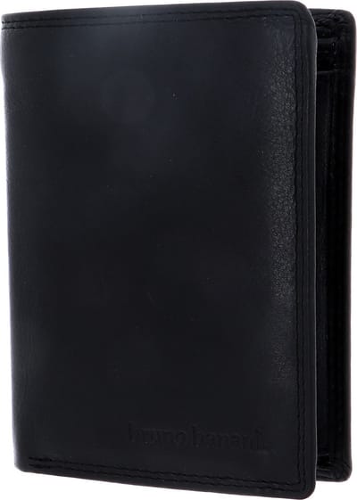 bruno banani Leren Portemonnee Lavato Wallet High With Flap Black Zwart