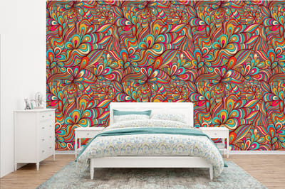 Behang - Fotobehang Design - Jaren 70 - Fantasy - Kleur - Breedte 385 cm x hoogte 240 cm