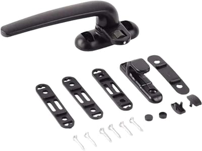 Raamgrepen, met slothendel aluminiumlegering deurhendel vervanging for deurraam(Right Black)