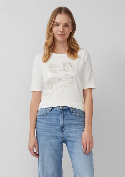 s.Oliver - female - Jersey T-shirt in een slim fit met print op de voorkant