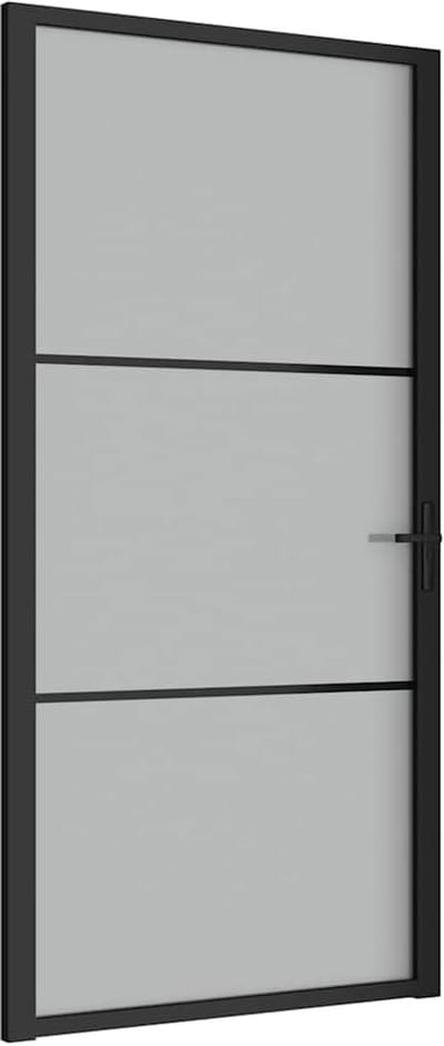 Binnendeur Glas - Interieurdeur - Ruimtes Scheiden - Matglas Aluminium - 102.5x201.5cm - Zwart
