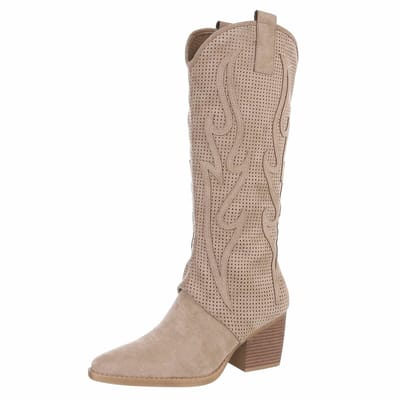 ZoeZo Design - cowboylaarzen - nieuwe collectie - kaplaarzen - lange laarzen - western laarzen - suedine - met rits - maat 36 - hakhoogte 6 cm - khaki