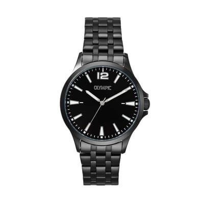 Olympic OL72HZZ004 Dani Heren Horloge - Mineraalglas - Staal - Zwart - 40 mm breed - Quartz - Vouw/Vlindersluiting - 5 ATM (douchen)