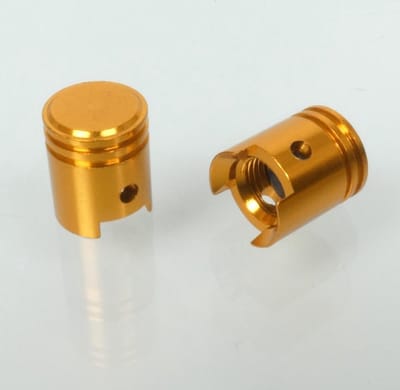 Bouchon de valve Bike It Piston aluminium anodisé or pour moto auto quad Neuf
