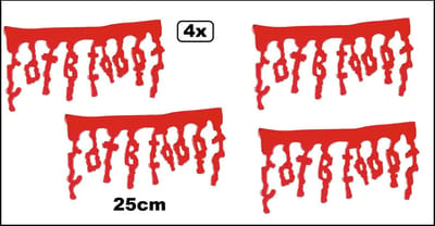 4x Hangdecoratie 3D Bloed 25cm - Horror Halloween Creepy Themafeest festival decoratie