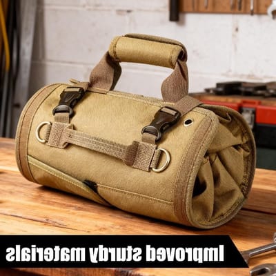 Multifunctionele Roller Bag voor Gereedschap met 6 Compartimenten en Rits, Ideaal voor Klussers, Loodgieters en Elektriciens (Bruin)