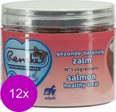 Renske Gezonde Beloning Hartjes 100 g - Hondensnacks - 12 x Zalm