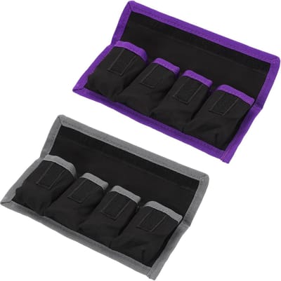 Batterij Pouch Case - Batterij Houder - Camera Accu Opslag - Vier Vaks Ontwerp - 21.6x9x2cm - Grijs Paars