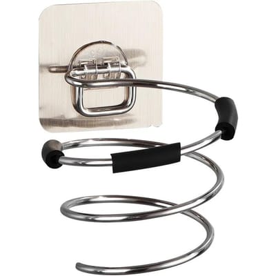 WIKHOSTAR Support de sèche-cheveux en acier inoxydable Organisateur de salle de bain Organisateur de sèche-cheveux Étagère de rangement murale Support de sèche-cheveux white