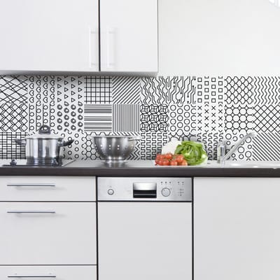 Zelfklevende muurtegelstickers voor keuken en badkamer - 30 etnische cementtegelstickers - Olongapo-stijl - 30 stickers 20x20cm