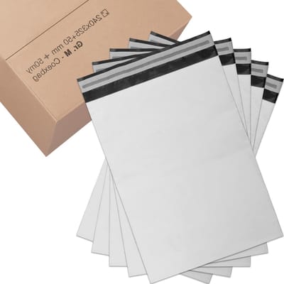 Coex, 500 shipping bags for clothing, shipping bags 240 x 325 mm [50my] white/black