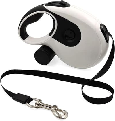 Intrekbare Hondenriem - Rolriem Honden - Comfortabel Wandelen - Eén Knop Rem - 5 Meter - Wit
