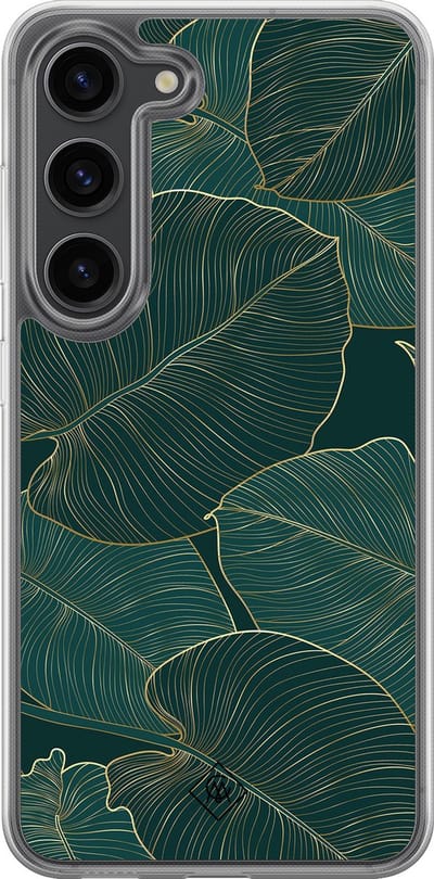 Casimoda® hoesje - Geschikt voor Samsung Galaxy S23 Plus - Monstera Leaves - 2-in-1 case - Schokbestendig - Bloemen - Verhoogde randen - Groen, Transparant