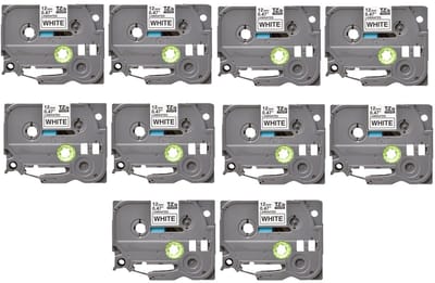 Label Tape Geschikt voor Brother TZe-231 | 12 mm x 8m | Zwart op Wit - 10 stuks - Geschikt voor: 1000 1000BTS 1005BTS 1005F 1005FB 1010 1080 1090 1230PC 1260VP 1280 1280DT 1280VP 1290DT 1290VP 1750 1800 1830VP 18R 1950 1950VP