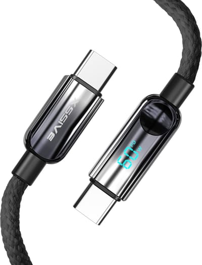 Xssive 100W USB-C naar USB-C Kabel met Digitale LED Display - 1 Meter - Snellader - Geschikt voor MacBook Air, Pro, iPhone 16/15, Samsung Galaxy en meer
