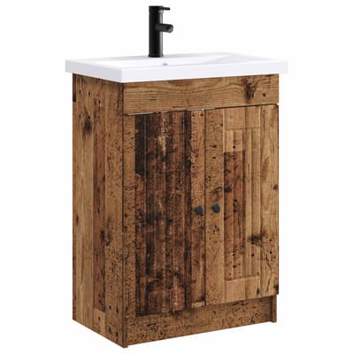 vidaXL - Badkamermeubel - Set - Oud - hout - 56 - x - 37,5 - x - 81 - cm - Bewerkt - hout