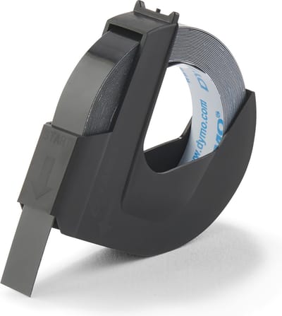 DYMO originele labeltape met reliëf | rollen van 9 mm x 3 m | Wit op zwart | Zelfklevend | Voor labelmakers voor reliëfdruk | 1 stuk