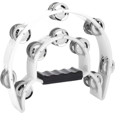 Dubbele rij Jingles handbel tamboerijn percussie muziekinstrument wit