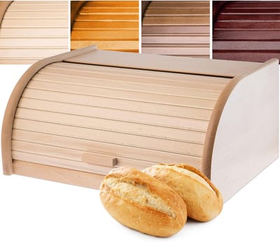 Ruime broodtrommel - Houten bewaarbak - Brood vers houden - Natuurlijk materiaal - 39 x 28.5 cm - Naturel