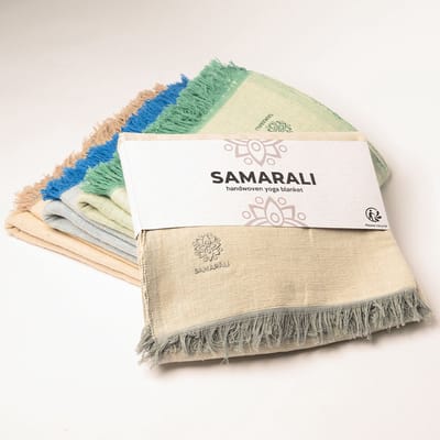 Samarali Yoga Deken Chambray Grijs - 100% Biologisch katoen - 200x150 cm - Handgemaakte meditatiedeken - Comfort en veelzijdigheid
