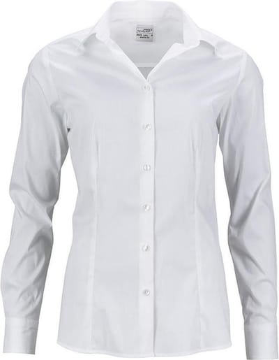 James and Nicholson Dames/dames Slim Fit Shirt (Wit)