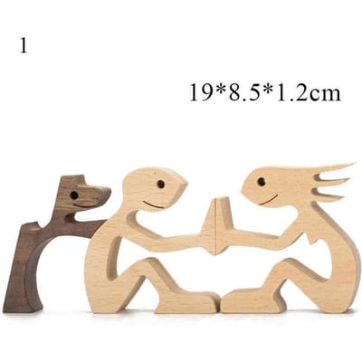 Schattig Houten Hond Menselijk Standbeeld Ambachtelijk Beeldje Bureau Tafel Ornament Snijwerk Model Huis Kamer Decoratie Huisdier Sculptuur Kerstcadeau