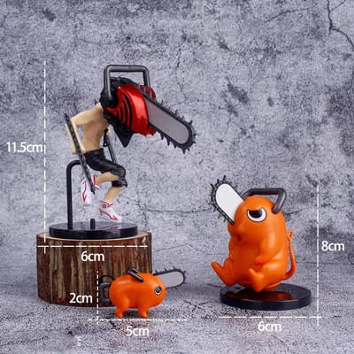 3 STKS Chainsaw Man Actiefiguren Nieuwe PVC Denji Pochita Verzameling Model Set Speelgoed Anime Periferieën Poppen Ornamenten Kinder Cadeau gray