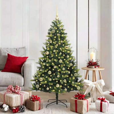 vidaXL - Kunstmatige - Gehingde - Kerstboom - 150 - LEDs - Groen - 150 - cm - PVC - en - PE