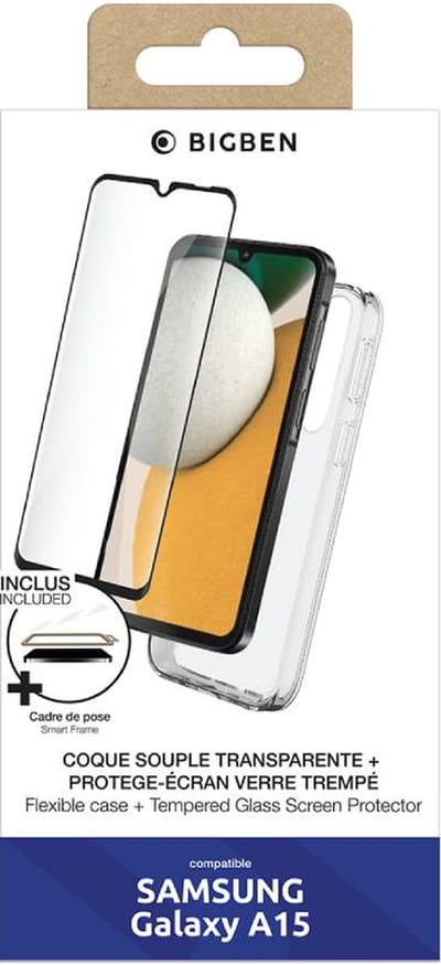 Bigben Connected, Hoesje geschikt voor Samsung Galaxy A15 4G & 5G - Set met Tempered Glass, Transparant