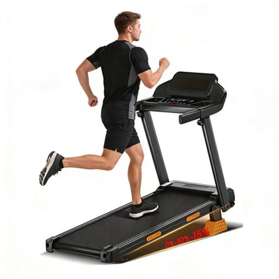 Drie-in-één opvouwbare loopband met 15% hellingshoek, maximale snelheid 12 km/u, 3 pk motor, draagvermogen 180 kg, stil ontwerp, 3-inch scherm en 12 programma's, geschikt voor thuisgebruik, op kantoor en in de sportschool.