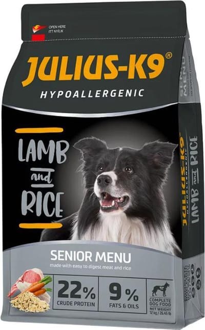 Julius-K9 Senior – Hypoallergeen hondenvoer met lam & rijst – Hondenbrokken voor oudere honden met gevoelige spijsvertering – 3kg