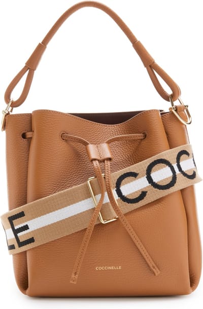 COCCINELLE Leren Handtas Schoudertas Eclyps Handbag Grained Leather Cuir Terracotta