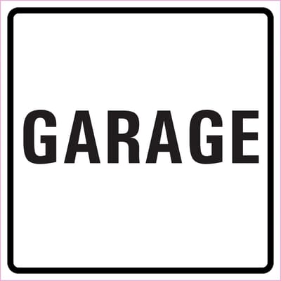 Garage sticker, wit zwart 150 x 150 mm