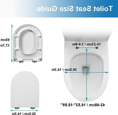 D-vormige toiletbril - WC bril softclose - Badkamer vernieuwen - Snelreiniging met knop - 36 x 45 cm - Wit