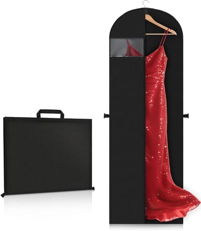 Vouwbare Kledinghoes 180 × 60 cm, Beschermende Tas voor Bruidsjurken, Avondjurken en Kostuums, Stofvrij en Met Rits (1 stuk)