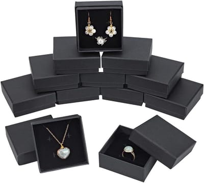 Sieradendozen Zwart - Cadeauverpakking Juwelen - Presentatie en Opslag - Fluwelen Binnenzijde - 7.3 x 7.3 x 3 cm