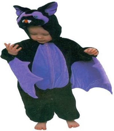 Vleermuis dierenpak verkleedkostuum voor kinderen - zwart/paars - jumpsuit - pluche stof 128